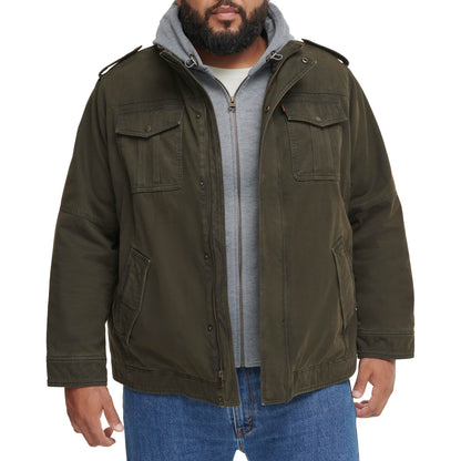 Levi's Men's Washed Cotton Hooded Military Jacket