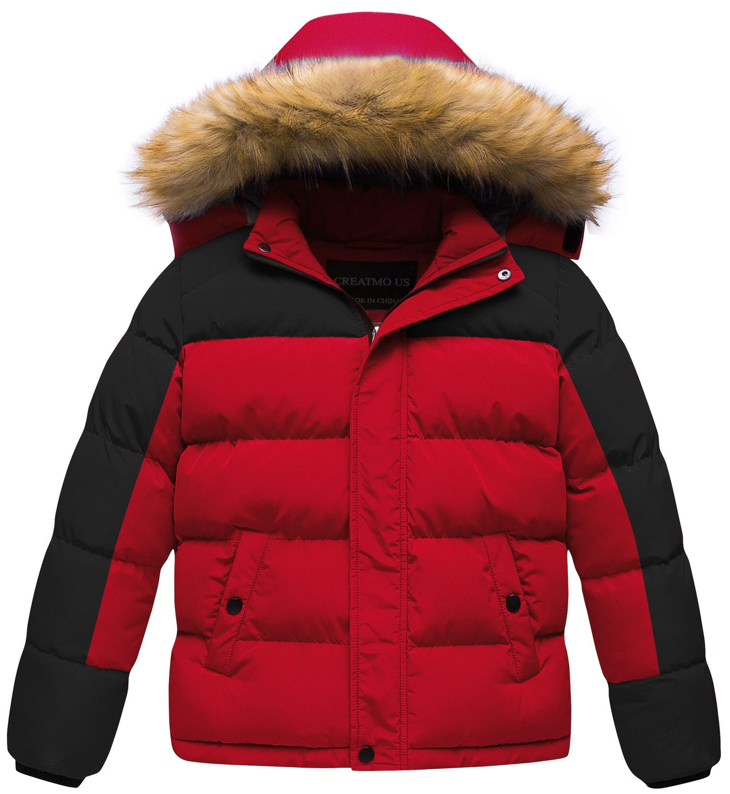 CREATMO US Boy's Water Resistant Winter Coats Warm Fleece Lined Outwear Windbreaker Ski Jacket