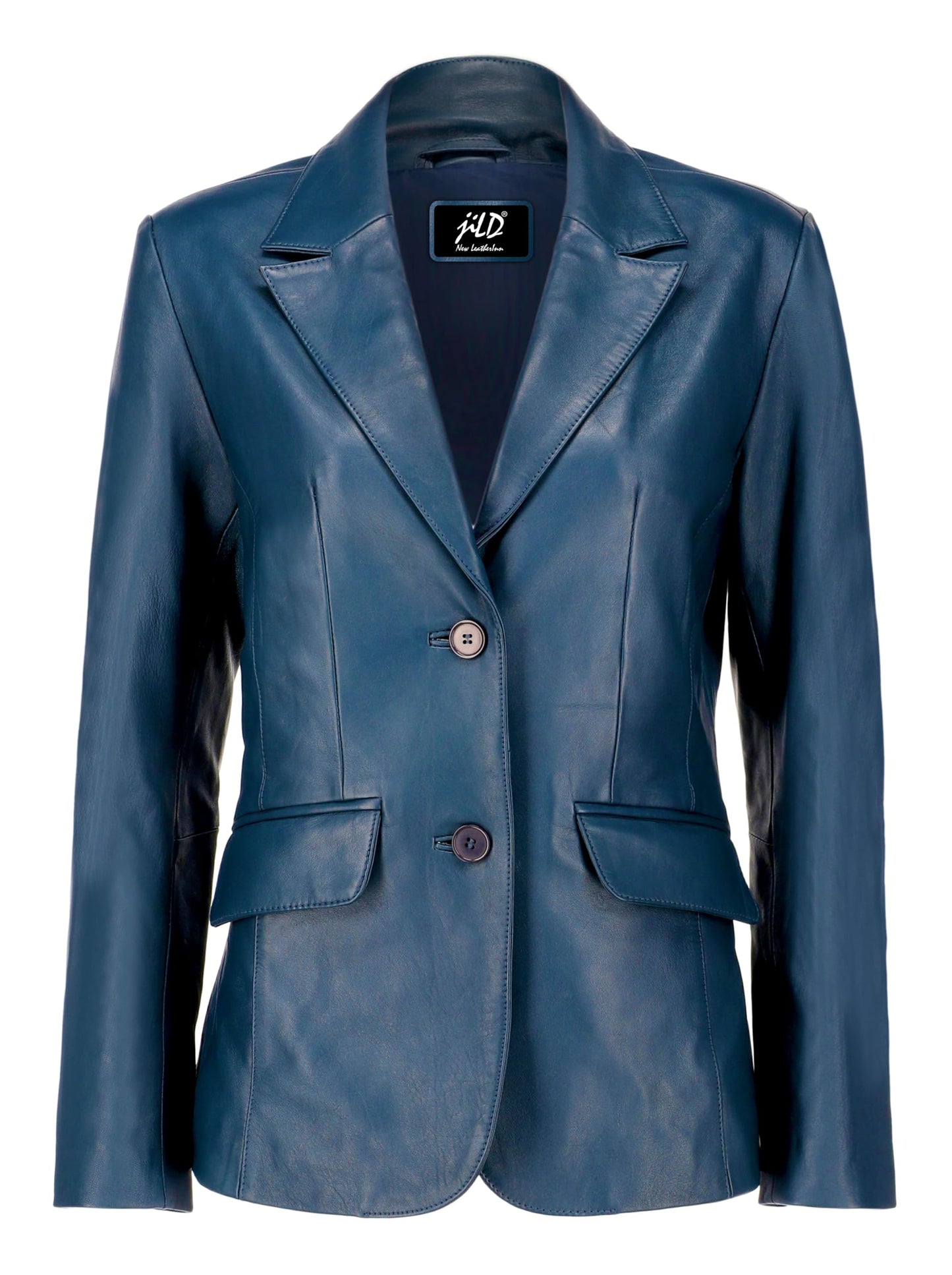 Jild Classic 2-Button Lambskin Leather Blazer Women - Casual Coat Long Sleeves Suit Style Leather Jacket Women