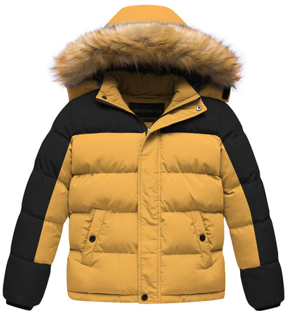 CREATMO US Boy's Water Resistant Winter Coats Warm Fleece Lined Outwear Windbreaker Ski Jacket