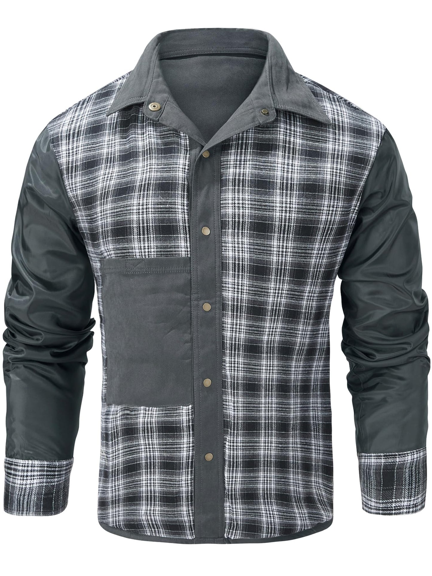 Mr.Stream Men's Lightweight Long Sleeved Snap Plaid Western Cowboy Flannel Lined Shirts Jackets