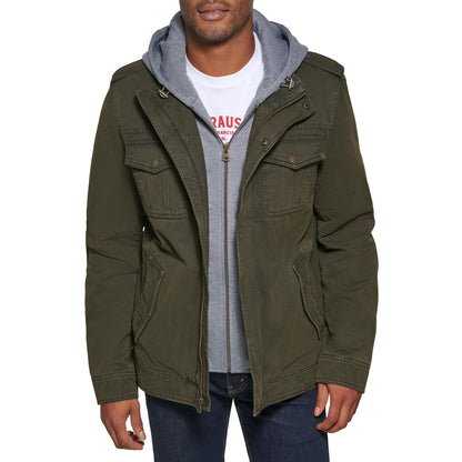 Levi's Men's Washed Cotton Hooded Military Jacket