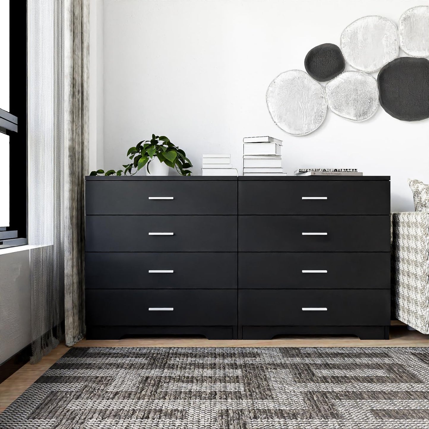 Dresser for Bedroom Black Dresser with Power Outlets Wood 6 Drawer Dresser with Large Organizer Tall Chest of Drawers Closet Modern Dresser for Bedroom Living Room Kids Room Hallway