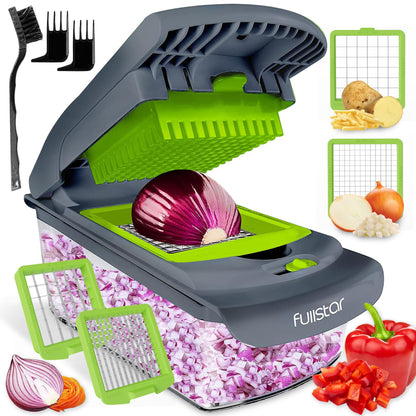 Fullstar Vegetable Chopper - Food Chopper - Onion Chopper - Vegetable Slicer & Spiralizer - Veggie Chopper with Container - Kitchen Gadgets - Home Essentials - Kitchen Accessories (4 in 1, White)