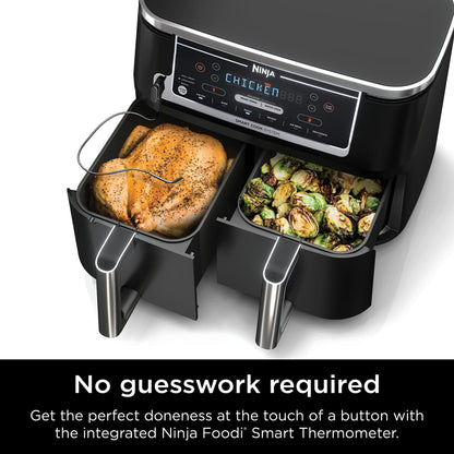 Ninja DZ201 Foodi 8 Quart 6-in-1 DualZone 2-Basket Air Fryer with 2 Independent Frying Baskets, Match Cook & Smart Finish to Roast, Broil, Dehydrate & More for Quick, Easy Meals, Grey