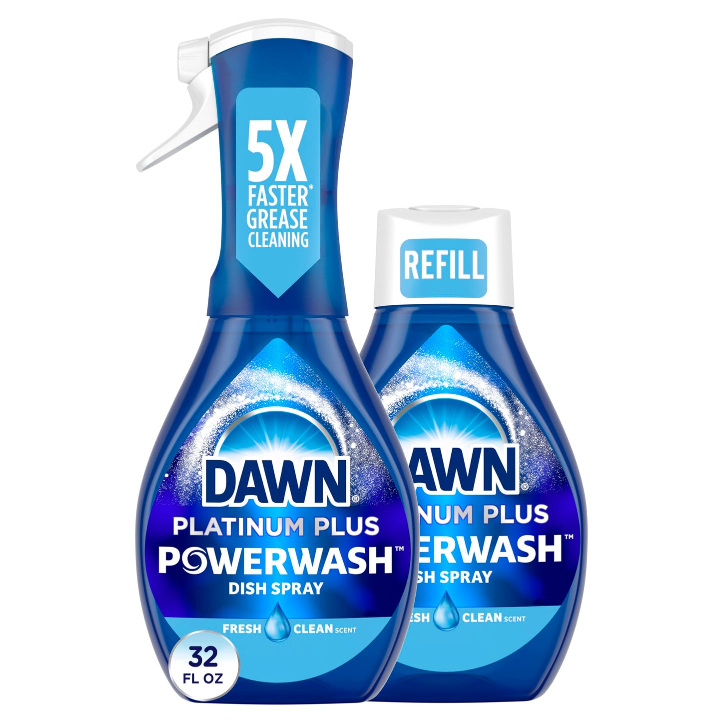 Dawn Platinum Powerwash Dish Spray, Dish Soap Liquid, Fresh Scent Bundle, 1 Spray (16oz) + 3 Refills (16oz each)(Pack of 4)