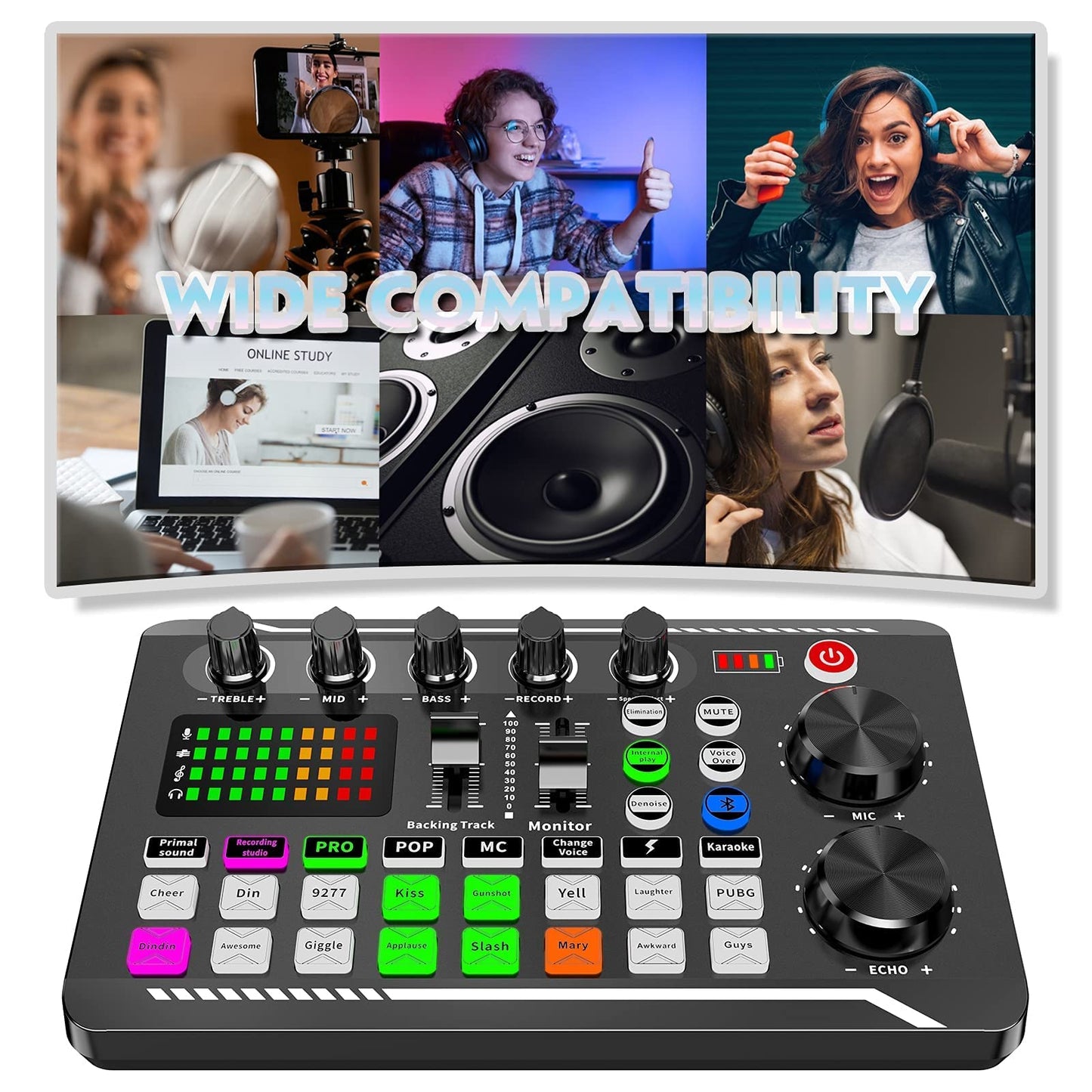 SINWE Podcast Microphone Bundle, BM-800 Condenser Mic with Live Sound Card Kit, Podcast Equipment Bundle with Voice Changer and Mixer Functions for PC Smartphone Studio Recording & Broadcasting