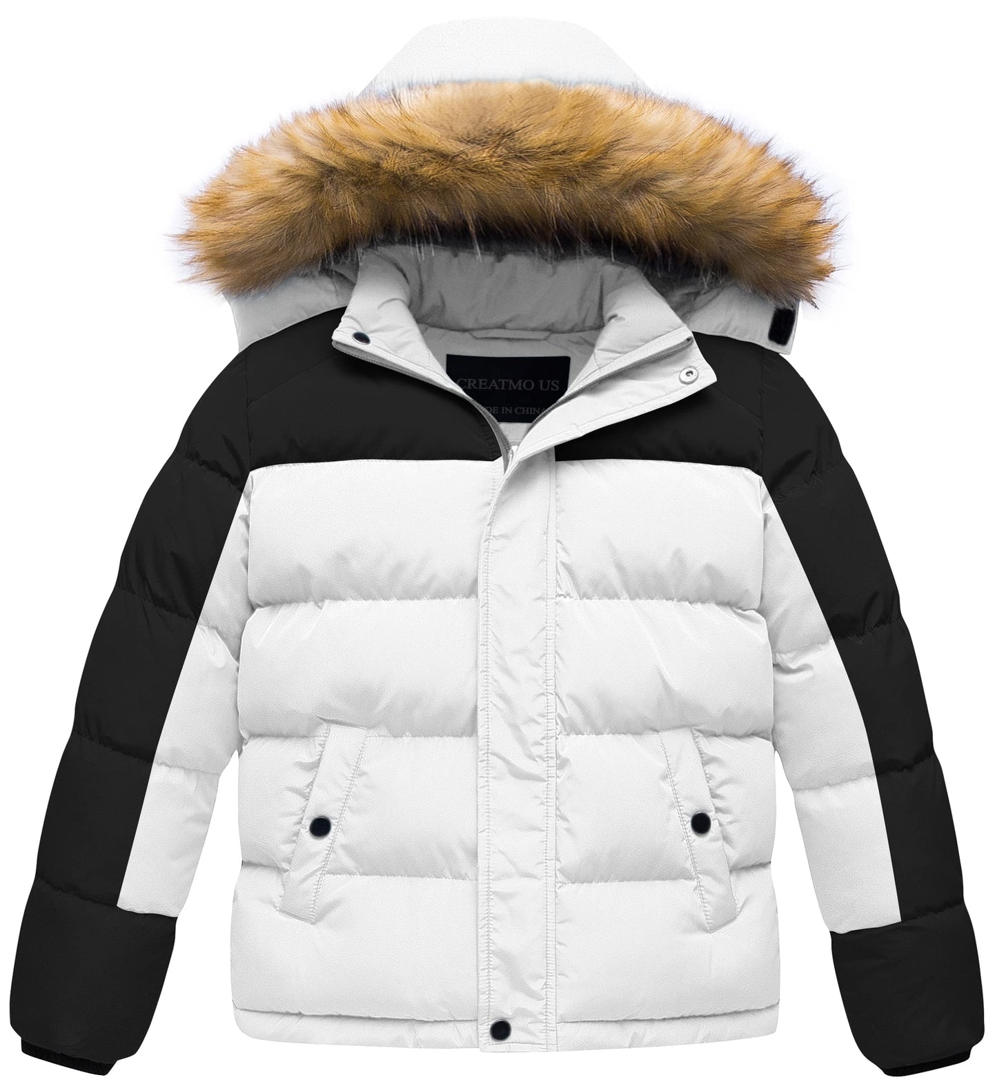 CREATMO US Boy's Water Resistant Winter Coats Warm Fleece Lined Outwear Windbreaker Ski Jacket