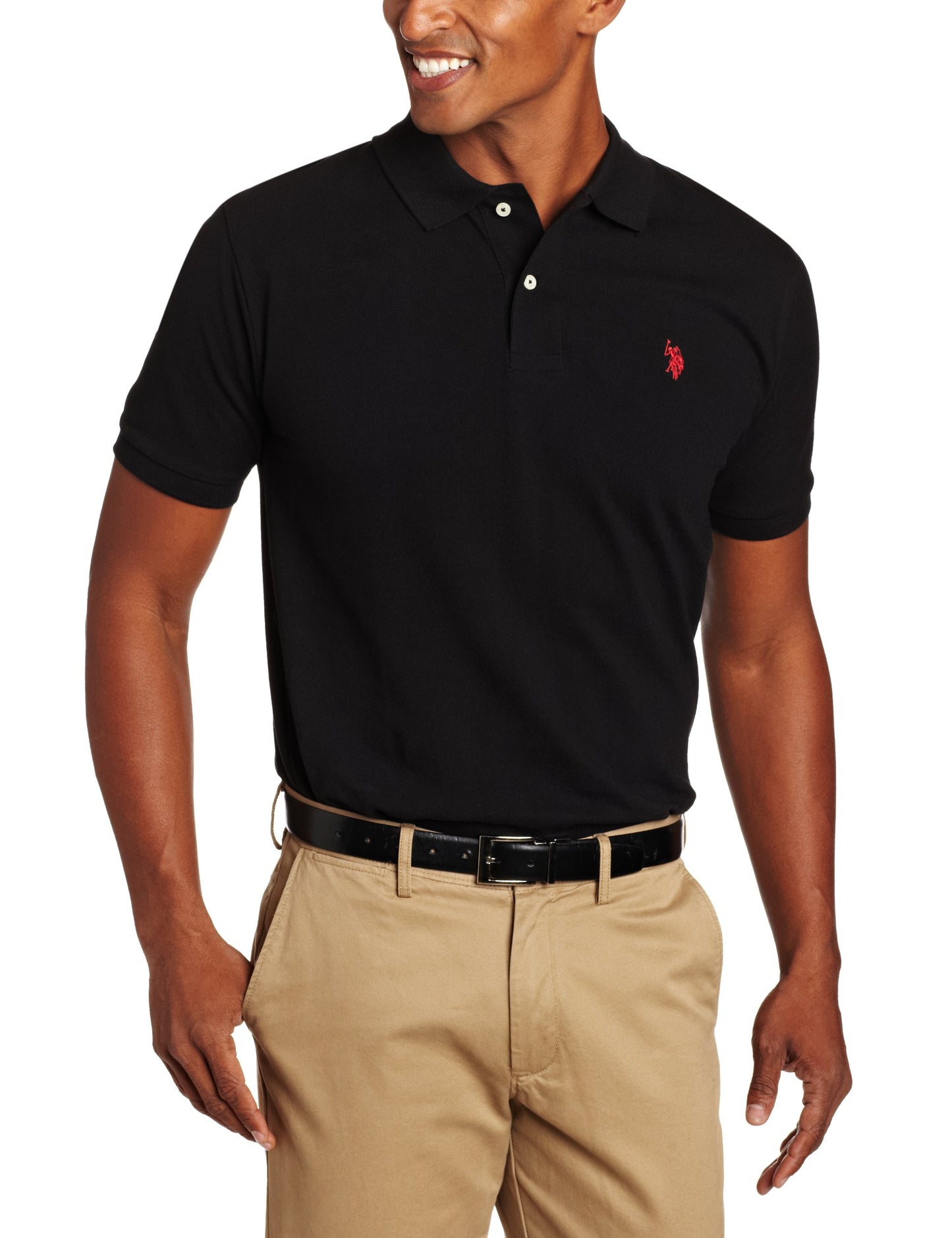 U.S. Polo Assn. Men's Classic Polo Shirt, Two-Button Closure Pique Polo Shirt, Summer Fashion Golf Shirt