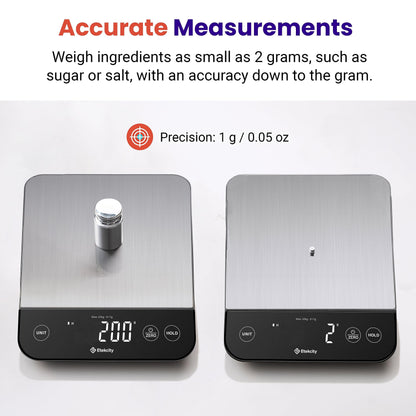 Etekcity Food Kitchen Scale, Digital Grams and Ounces for Weight Loss, Baking, Cooking, Keto and Meal Prep, LCD Display, Medium, 304 Stainless Steel