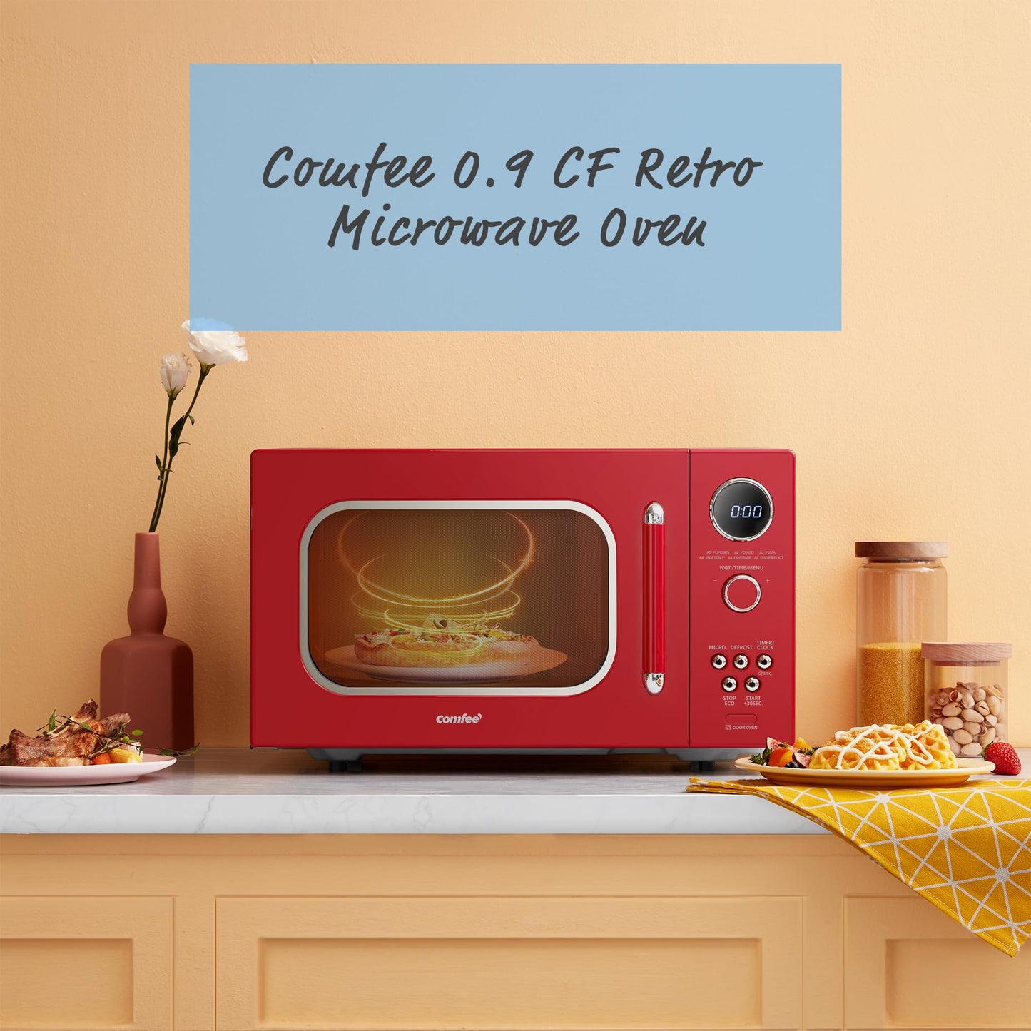 Comfee EM720CPL-PMB Countertop Microwave Oven with Sound On/Off, ECO Mode and Easy One-Touch Buttons, 0.7 Cu Ft, Black