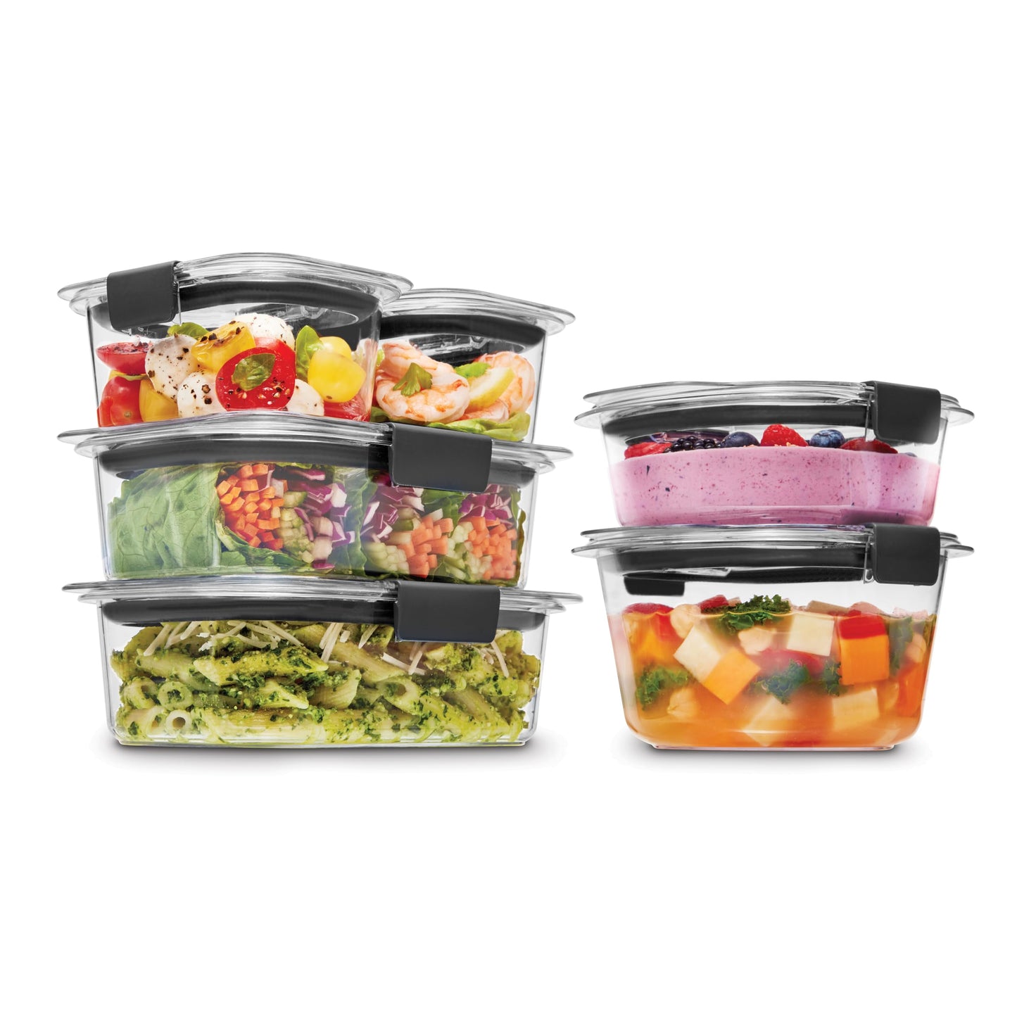 Rubbermaid Brilliance Food Storage Containers, BPA Free, Airtight Lids, Ideal for Lunch, Meal Prep & Leftovers, Set of 5 (3.2 Cup)