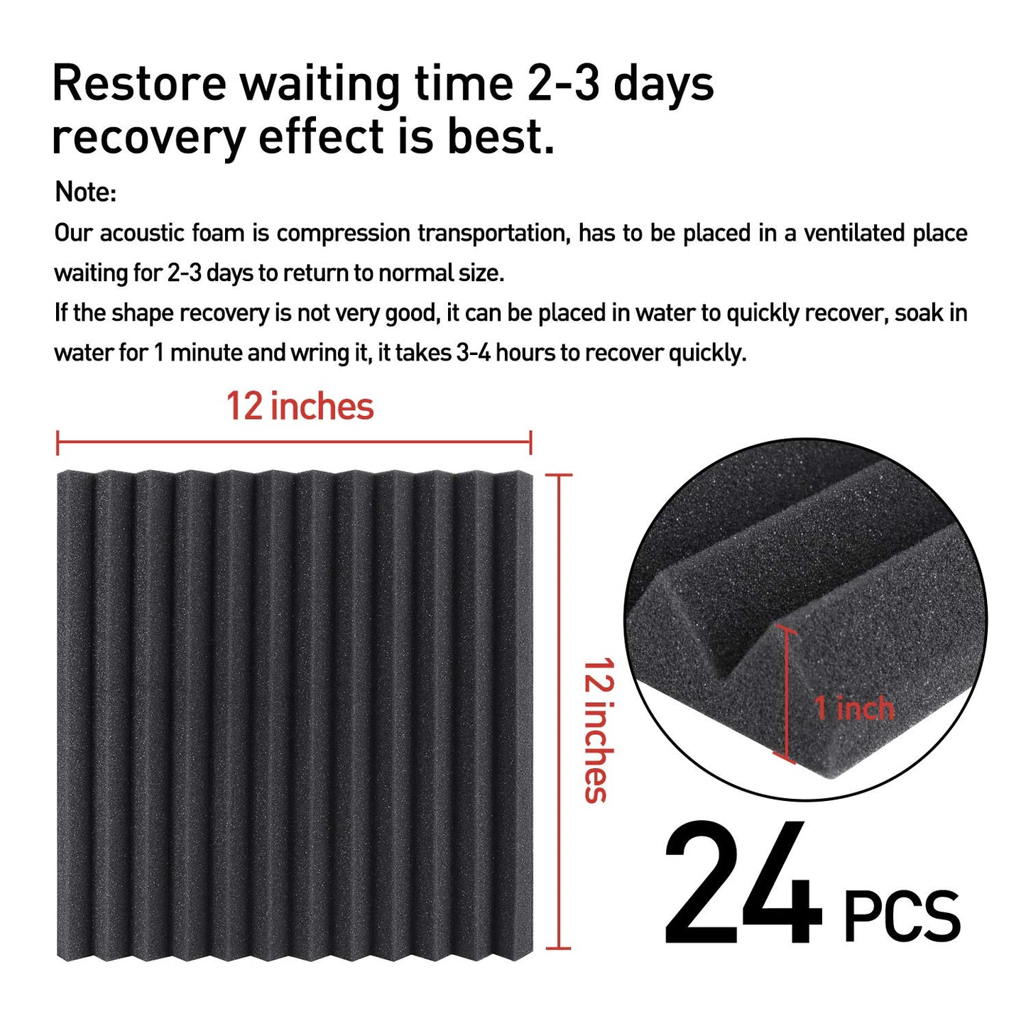 52 Pack Acoustic Foam Panels 1" x 12" x 12" Sound Proof Foam Panles Soundproofing Noise Cancelling Wedge Panels for Home Office Recoding Studio with 300PCS Double-Side Adhesive