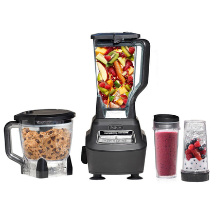 Ninja BL770 Mega Kitchen System, 1500W, 4 Functions for Smoothies, Processing, Dough, Drinks & More, with 72 Blender Pitcher, 64 Processor Bowl, (2) 16-oz. to-Go, Black, with 2 Nutri Cups + Lids