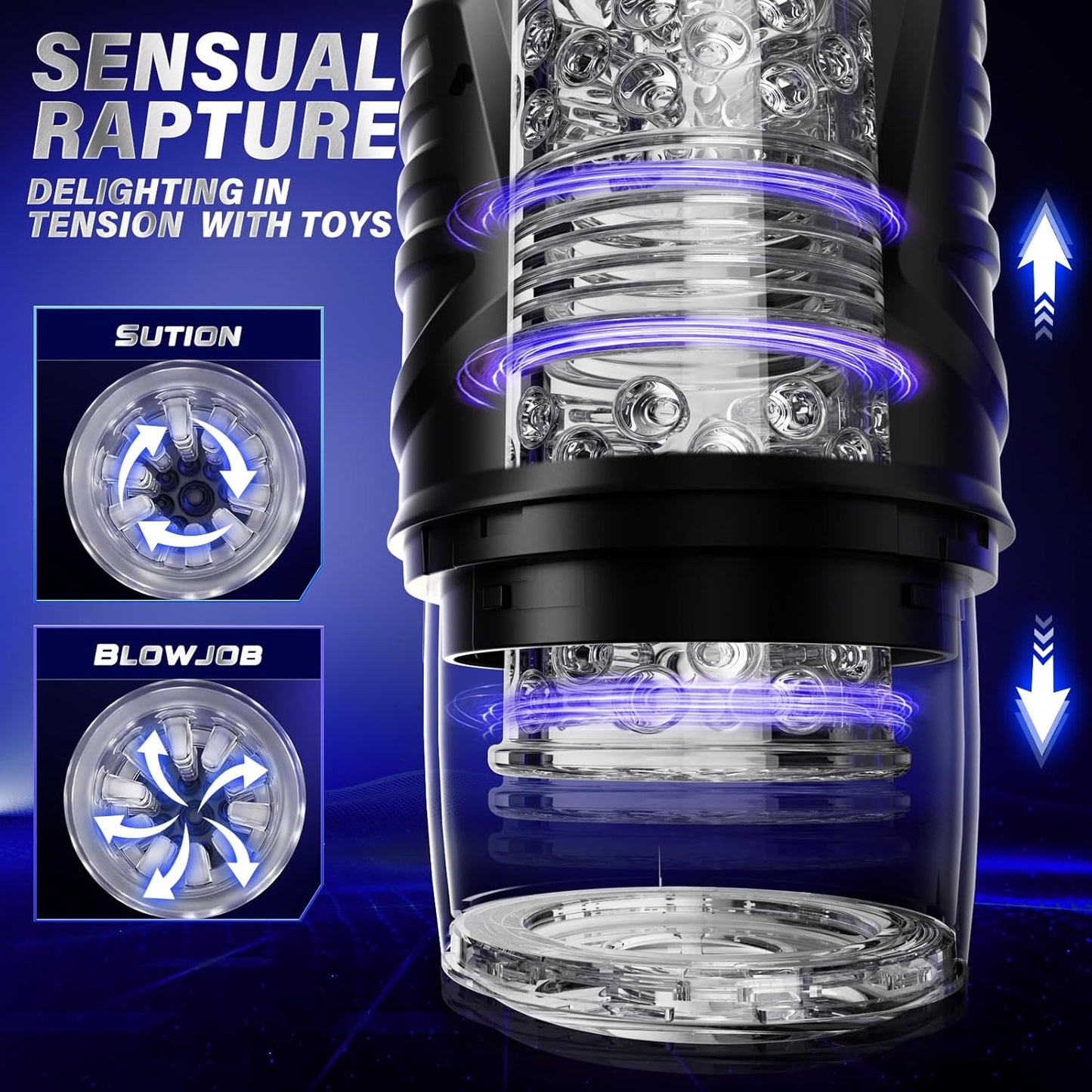 Automatic Male Masturbator Sex Toys for Men - Adult Toy Male Sex Toys with 7 Thrusting & 7 Rotating Modes,Hands Free Pocket Pussy Sex Machine with Visual Window & Suction Base Electric Penis Pump