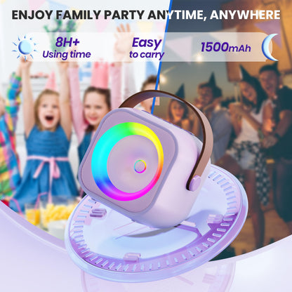 Mini Karaoke Machine, Portable Bluetooth Karaoke Speaker with 2 Wireless Microphones and Party Lights for Kids and Adults, Birthday Gifts for Girls Boys Family Home Party