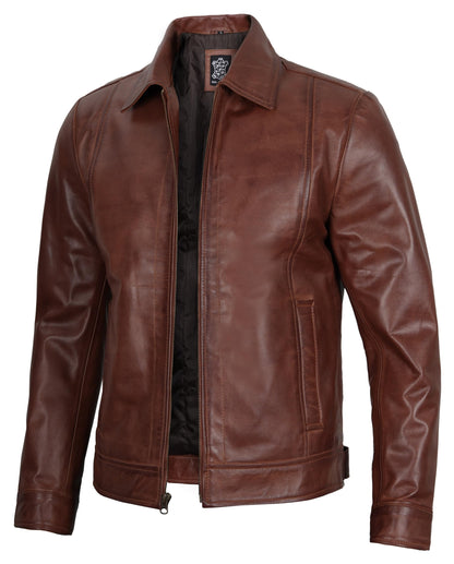 Decrum Mens Leather Jacket - Real Lambskin Classic Vintage Style Leather Jackets For Men