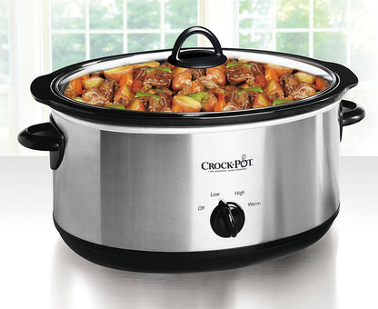 Crock-Pot 7 Quart Oval Manual Slow Cooker, Stainless Steel (SCV700-S-BR), Versatile Cookware for Large Families or Entertaining