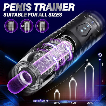 Automatic Male Masturbator Sex Toys for Men - Adult Toy Male Sex Toys with 7 Thrusting & 7 Rotating Modes,Hands Free Pocket Pussy Sex Machine with Visual Window & Suction Base Electric Penis Pump