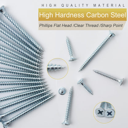 High Hardness Wood Screws Assortment Kit, 209 pcs, Phillips Drive Flat Head, Wood Screws, Screws, Drywall Screws, Assorted Screws, Screws Set, 6 Sizes (2”,1-1/2”,1-1/4”,1”,3/4”,1/2”)