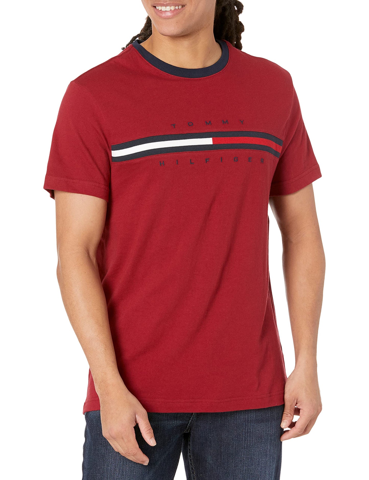 Tommy Hilfiger Men's Short Sleeve Signature Stripe Graphic T-shirt