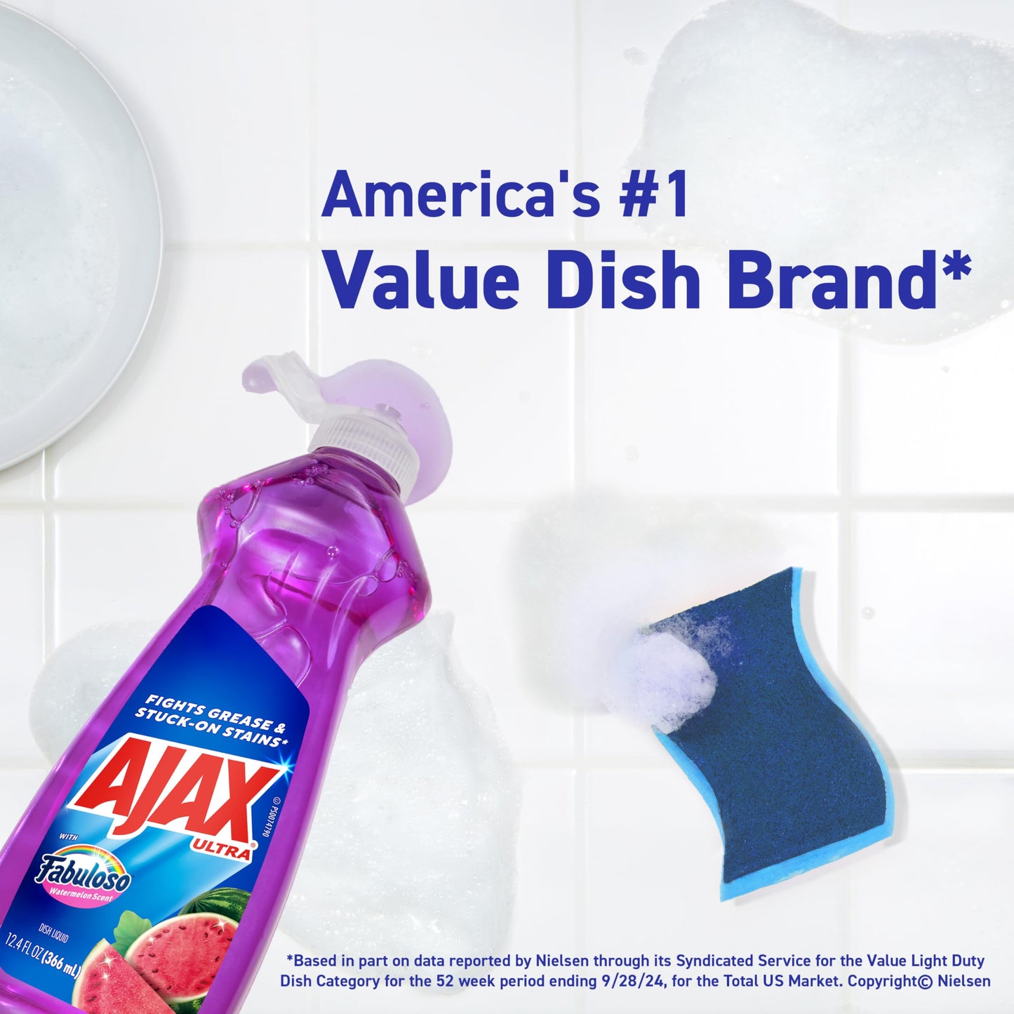 Ajax Ultra Dishwashing Liquid Dish Soap Refill, Vinegar and Lime Scent, 90 fluid ounce