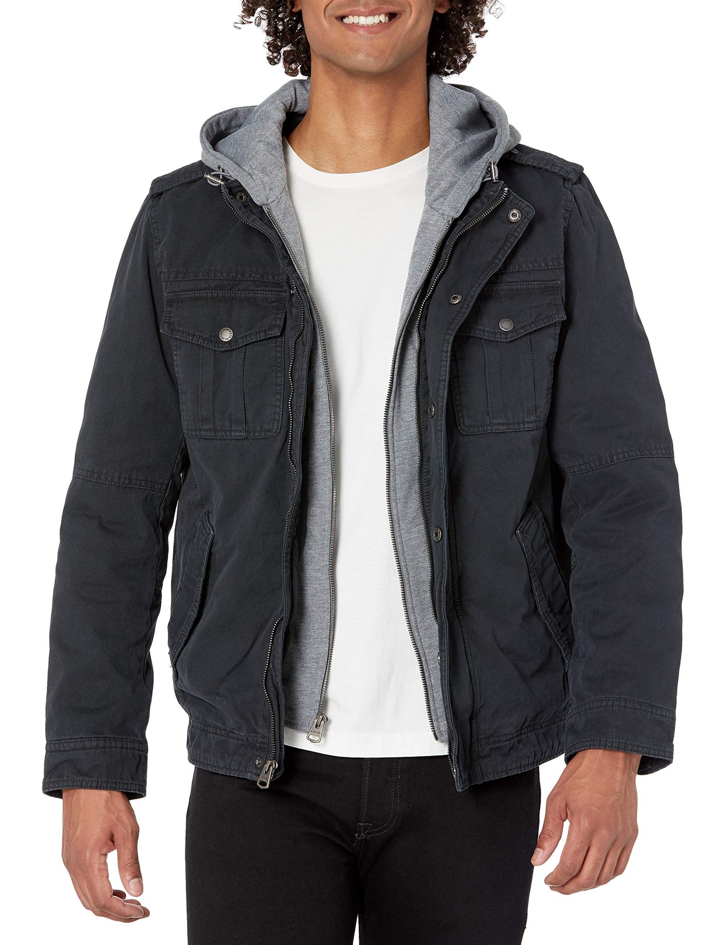 Levi's Men's Washed Cotton Hooded Military Jacket