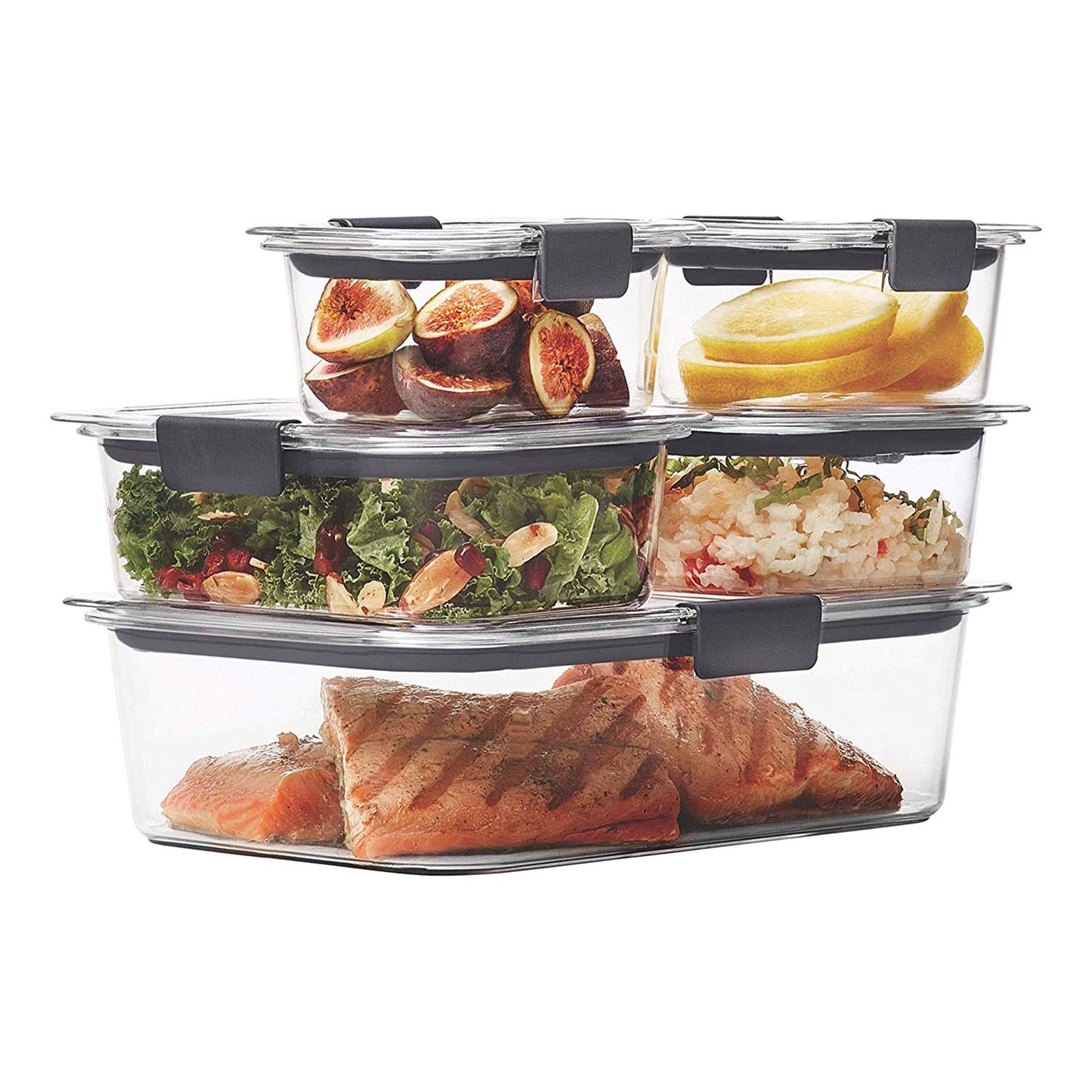 Rubbermaid Brilliance Food Storage Containers, BPA Free, Airtight Lids, Ideal for Lunch, Meal Prep & Leftovers, Set of 5 (3.2 Cup)