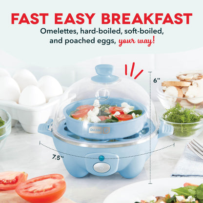 DASH Rapid Egg Cooker: 7 Egg Capacity Electric Egg Cooker for Hard Boiled Eggs, Poached Eggs, Scrambled Eggs, or Omelets with Auto Shut Off Feature - Black