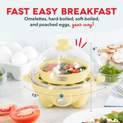 DASH Rapid Egg Cooker: 7 Egg Capacity Electric Egg Cooker for Hard Boiled Eggs, Poached Eggs, Scrambled Eggs, or Omelets with Auto Shut Off Feature - Black