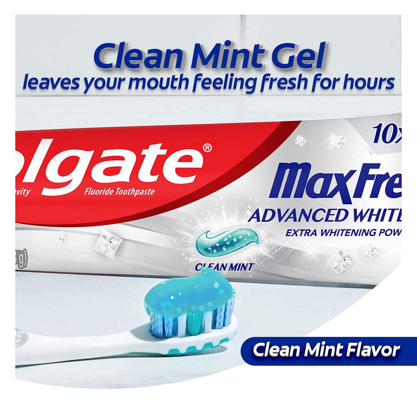 Colgate Max Fresh Whitening Toothpaste with Mini Strips, Clean Mint Toothpaste for Bad Breath, Helps Fight Cavities, Whitens Teeth, and Freshens Breath, 6.3 Ounce (Pack of 4)