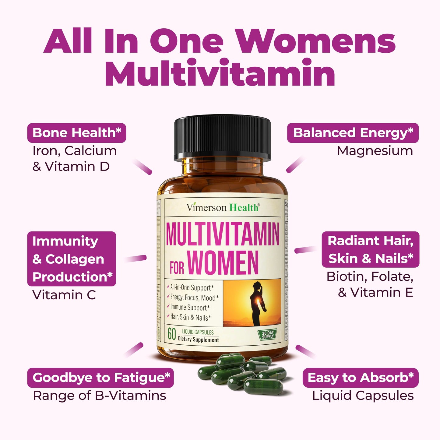 Multivitamin for Men - Daily Men's Multivitamins & Multiminerals with Vitamin A, C, D, E, B12, Zinc & More Essential Vitamins for Men - Mens Vitamins for Energy, Focus, and Mens Health. 60 Capsules