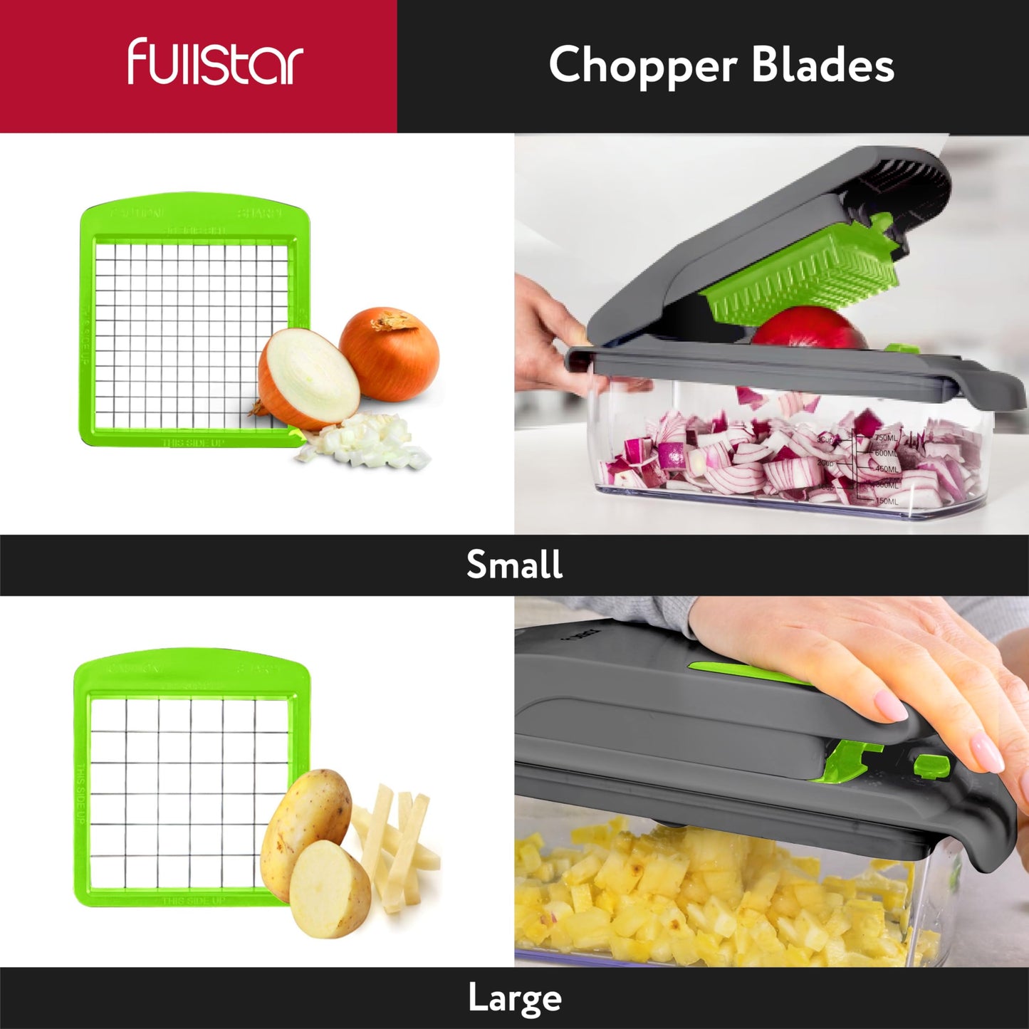 Fullstar Vegetable Chopper - Food Chopper - Onion Chopper - Vegetable Slicer & Spiralizer - Veggie Chopper with Container - Kitchen Gadgets - Home Essentials - Kitchen Accessories (4 in 1, White)