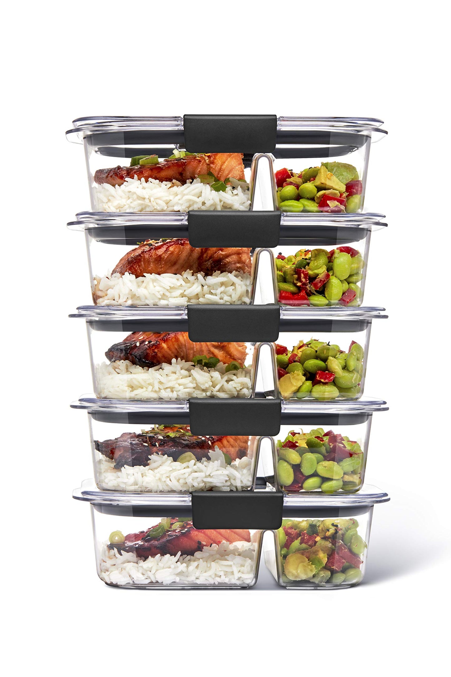 Rubbermaid Brilliance Food Storage Containers, BPA Free, Airtight Lids, Ideal for Lunch, Meal Prep & Leftovers, Set of 5 (3.2 Cup)