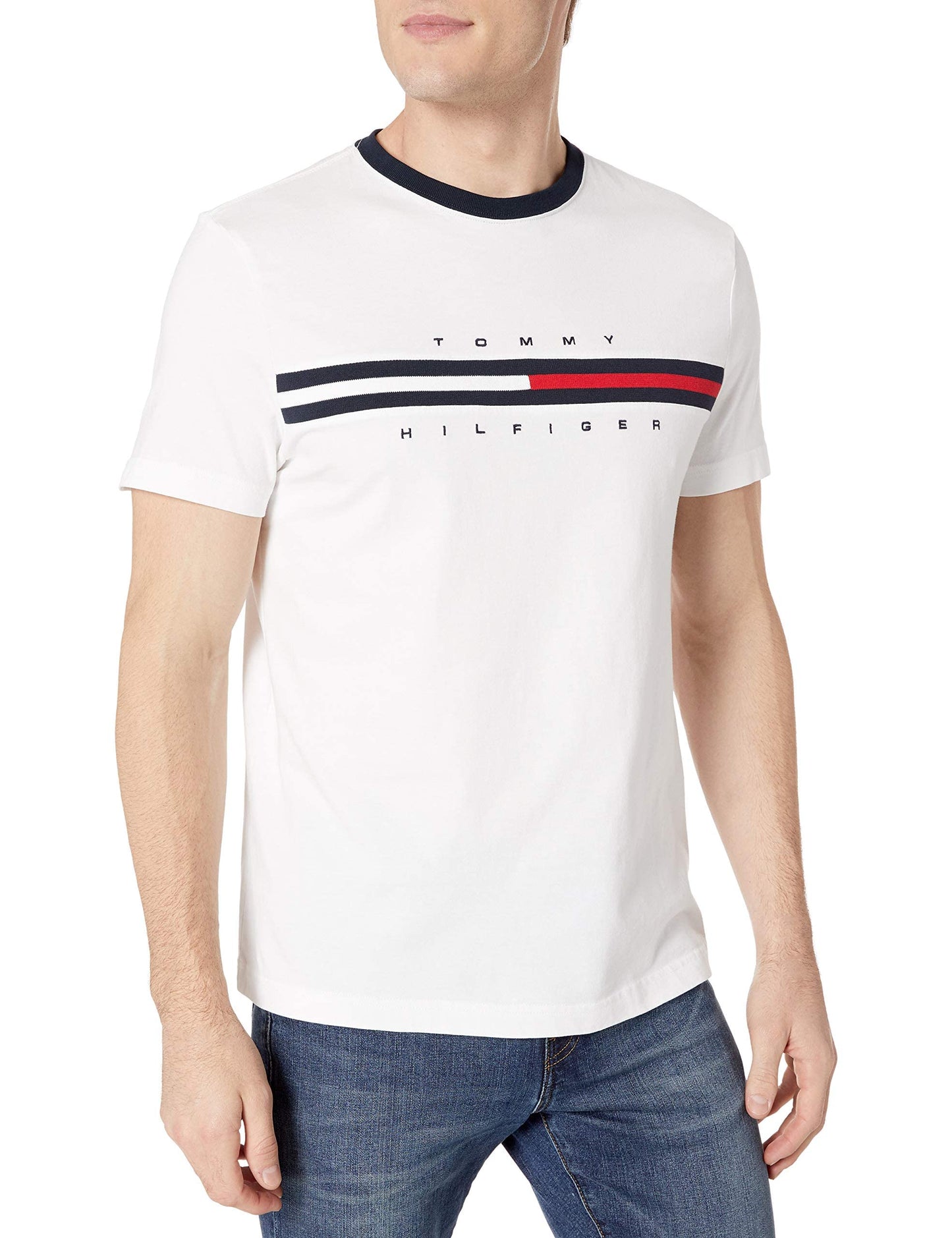 Tommy Hilfiger Men's Short Sleeve Signature Stripe Graphic T-shirt