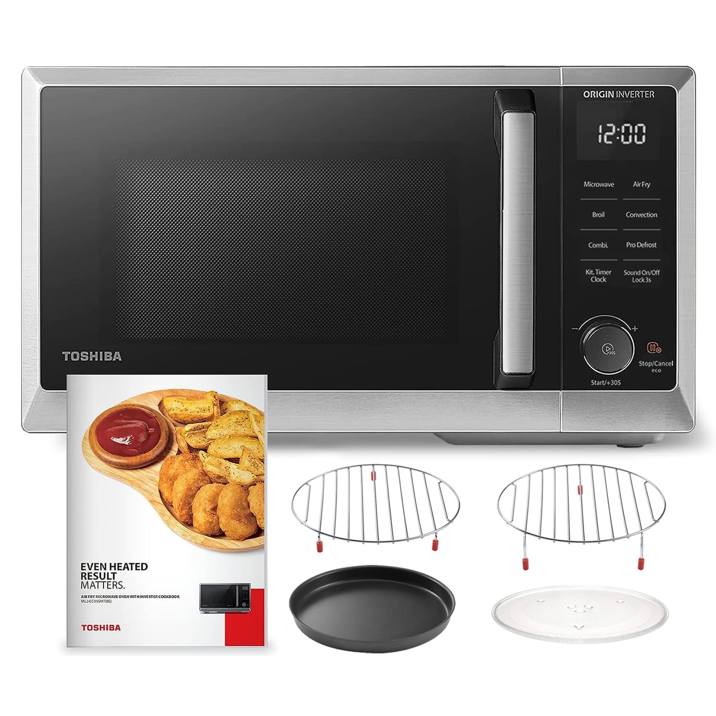 TOSHIBA Inverter Countertop Microwave Oven Air Fryer Combo MASTER Series, Broil, Convection, Speedy Combi, Even Defrost 11.3'' Turntable Sound On/Off, 27 Auto Menu&47 Recipes