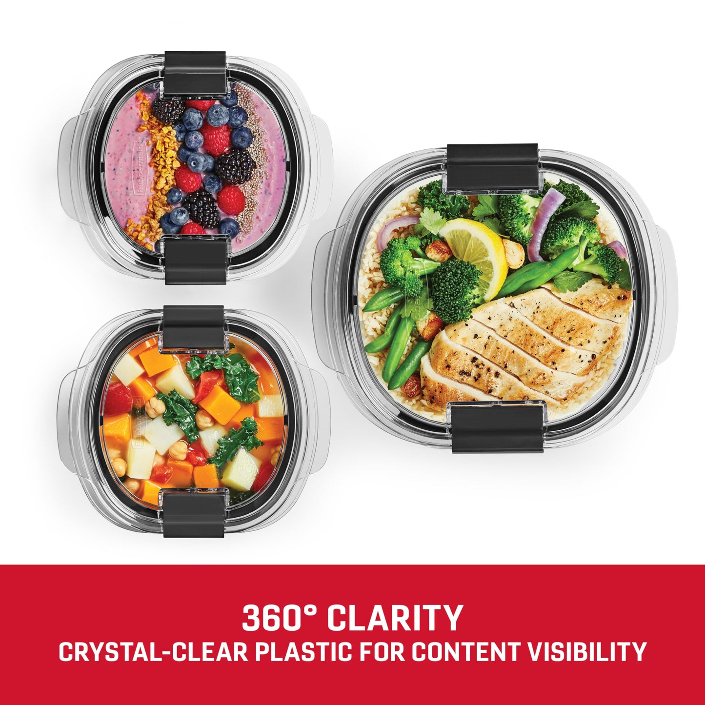 Rubbermaid Brilliance Food Storage Containers, BPA Free, Airtight Lids, Ideal for Lunch, Meal Prep & Leftovers, Set of 5 (3.2 Cup)