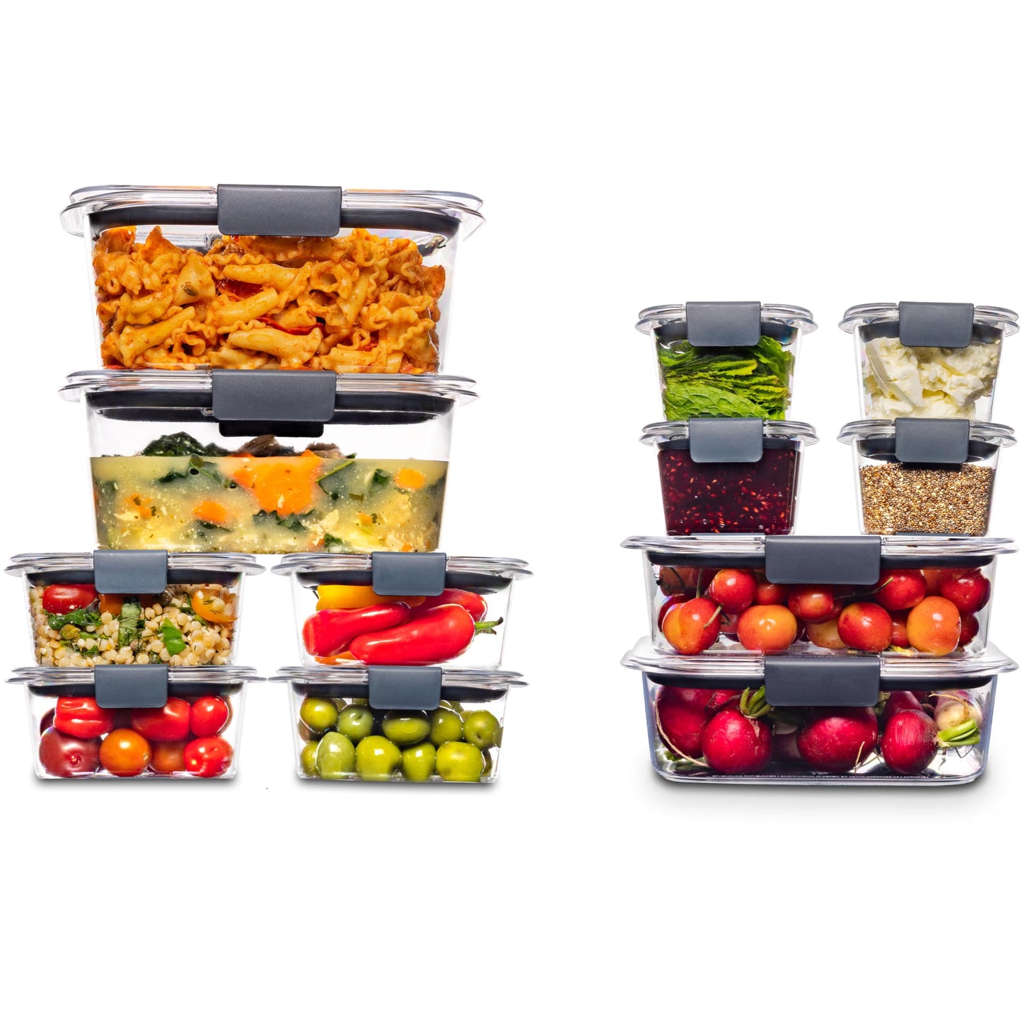 Rubbermaid Brilliance Food Storage Containers, BPA Free, Airtight Lids, Ideal for Lunch, Meal Prep & Leftovers, Set of 5 (3.2 Cup)