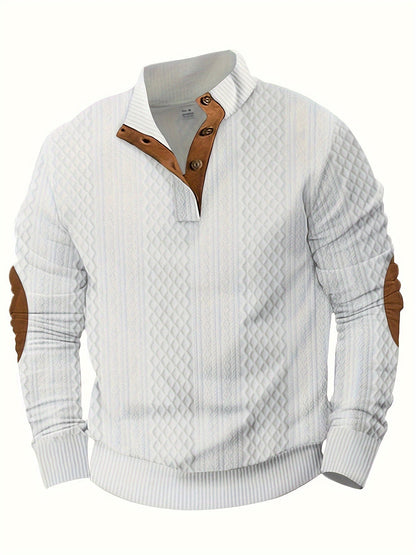 Color Block Men's Knitted Shirt Stylish Spring Fall Wardrobe Essential