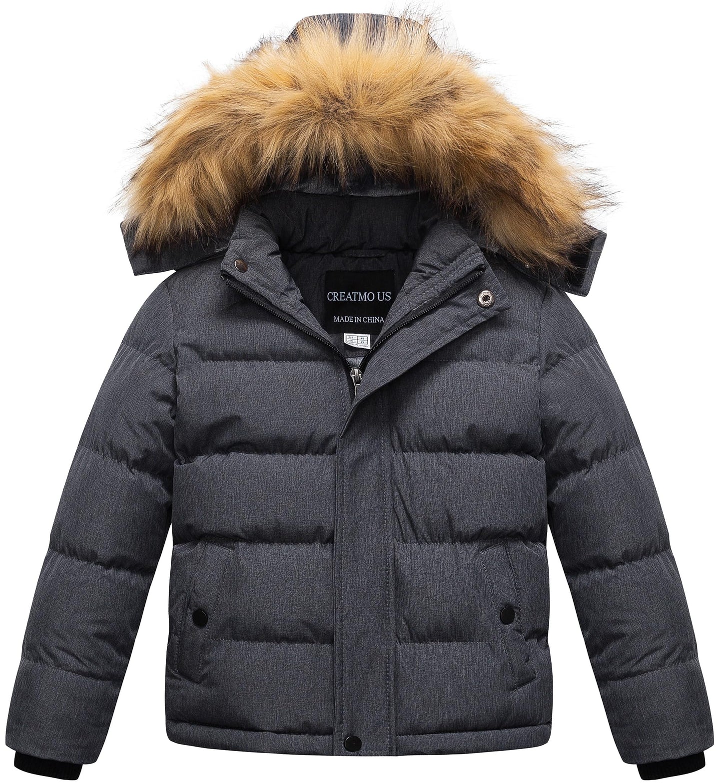 CREATMO US Boy's Water Resistant Winter Coats Warm Fleece Lined Outwear Windbreaker Ski Jacket