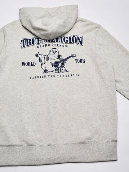 True Religion Men's Buddha Logo Zip Hoodie Sweatshirt