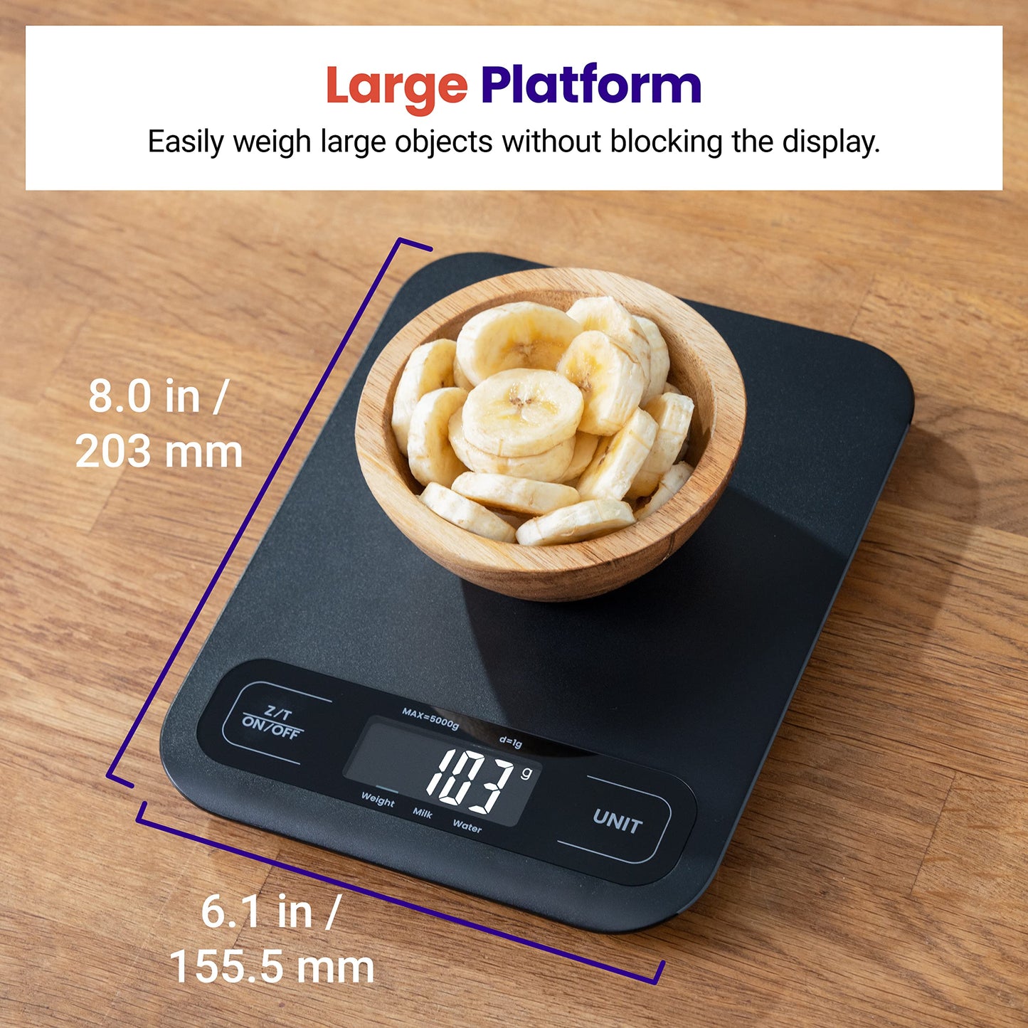 Etekcity Food Kitchen Scale, Digital Grams and Ounces for Weight Loss, Baking, Cooking, Keto and Meal Prep, LCD Display, Medium, 304 Stainless Steel