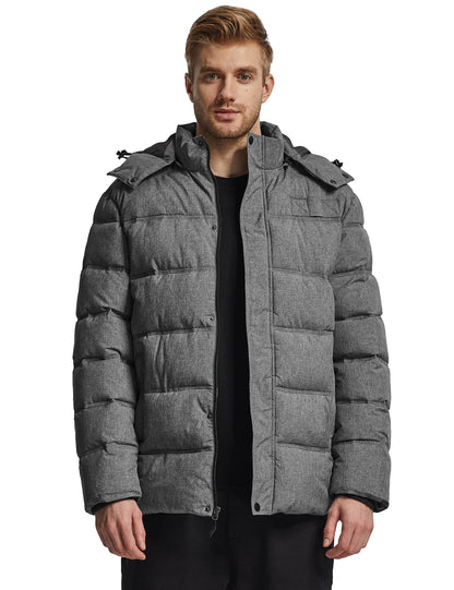 Wantdo Men's Hooded Winter Coat Warm Puffer Jacket Thicken Cotton Coat with Removable Hood