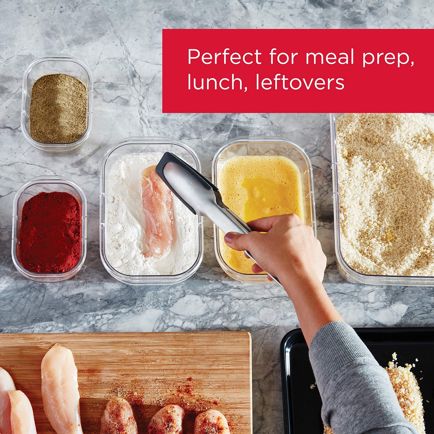 Rubbermaid Brilliance Food Storage Containers, BPA Free, Airtight Lids, Ideal for Lunch, Meal Prep & Leftovers, Set of 5 (3.2 Cup)