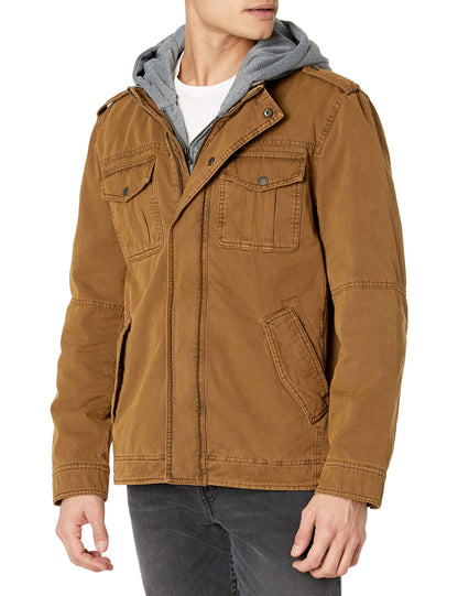 Levi's Men's Washed Cotton Hooded Military Jacket