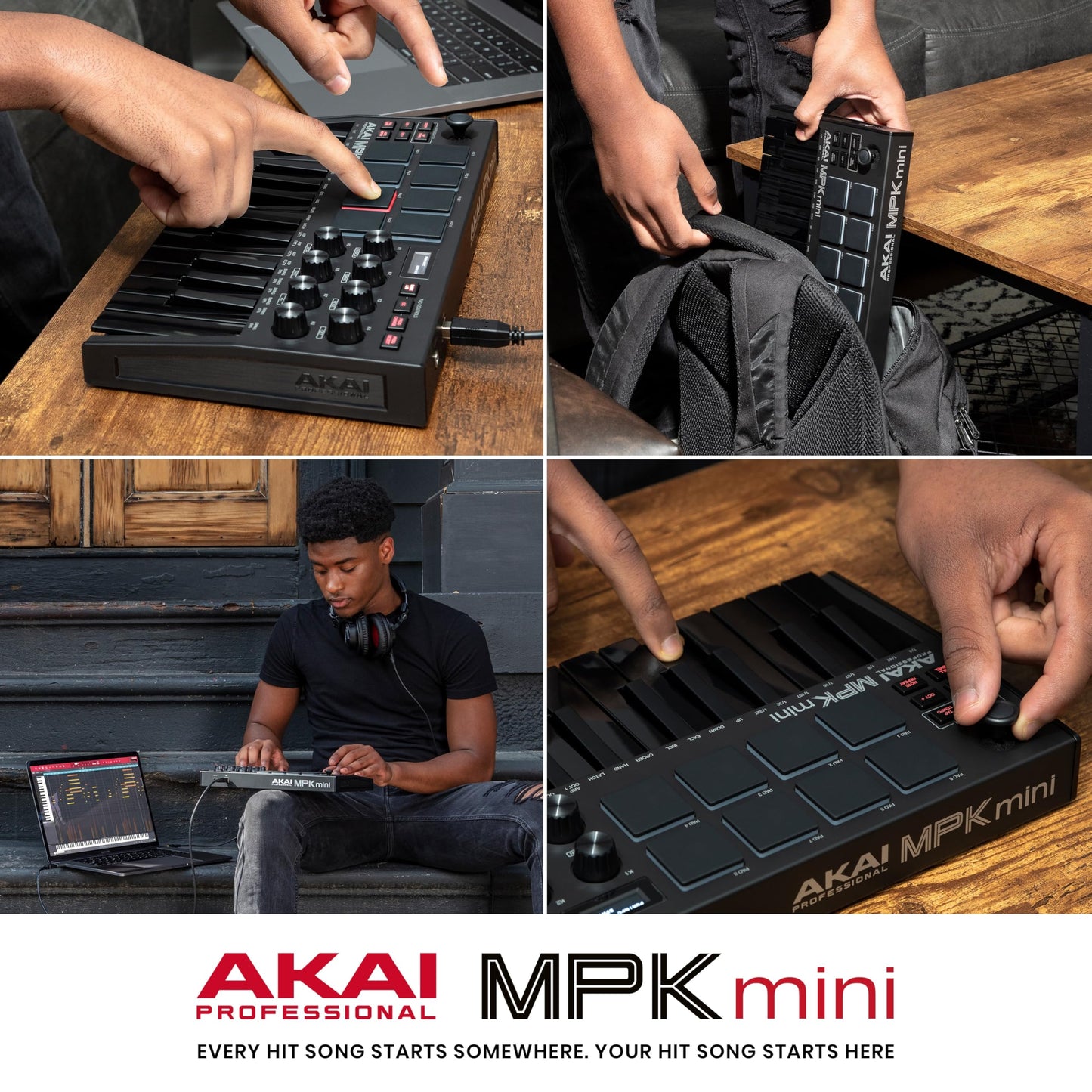 AKAI Professional MPK Mini MK3 - 25 Key USB MIDI Keyboard Controller With 8 Backlit Drum Pads, 8 Knobs and Music Production Software Included, White