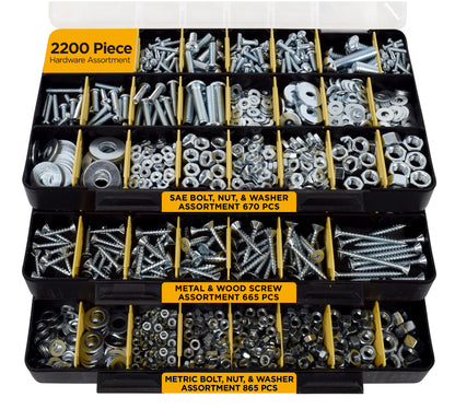 Jackson Palmer 2251 Piece Hardware Assortment Kit with Screws, Nuts, Bolts & Washers (3 Trays)…