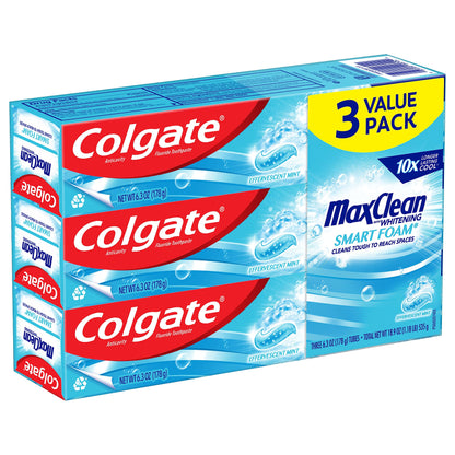 Colgate Max Fresh Whitening Toothpaste with Mini Strips, Clean Mint Toothpaste for Bad Breath, Helps Fight Cavities, Whitens Teeth, and Freshens Breath, 6.3 Ounce (Pack of 4)