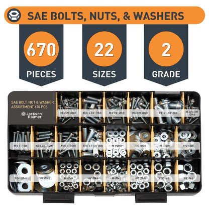 Jackson Palmer 2251 Piece Hardware Assortment Kit with Screws, Nuts, Bolts & Washers (3 Trays)…