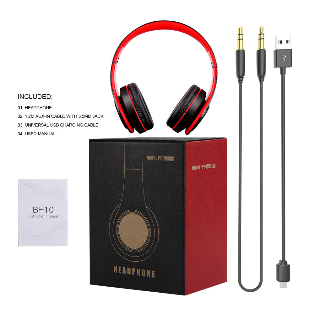 BH10 High Quality Wireless Bluetooth Bass Hifi Stereo Headphones Bluetooth V5.0 Wireless Headset